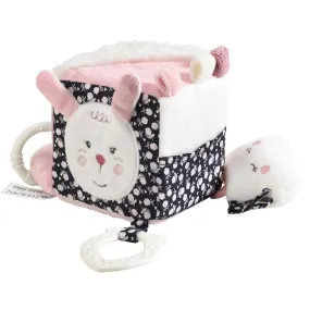 Cube d'activités - SAUTHON - Miss Fleur de Lune - Rose - 9 x 9 cm - velours et popeline rose - Sauthon